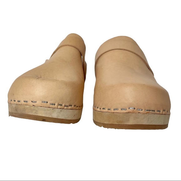 Lotta From Stockholm Tan Clogs Size 10.5 Heel Wooden - Picture 4 of 12